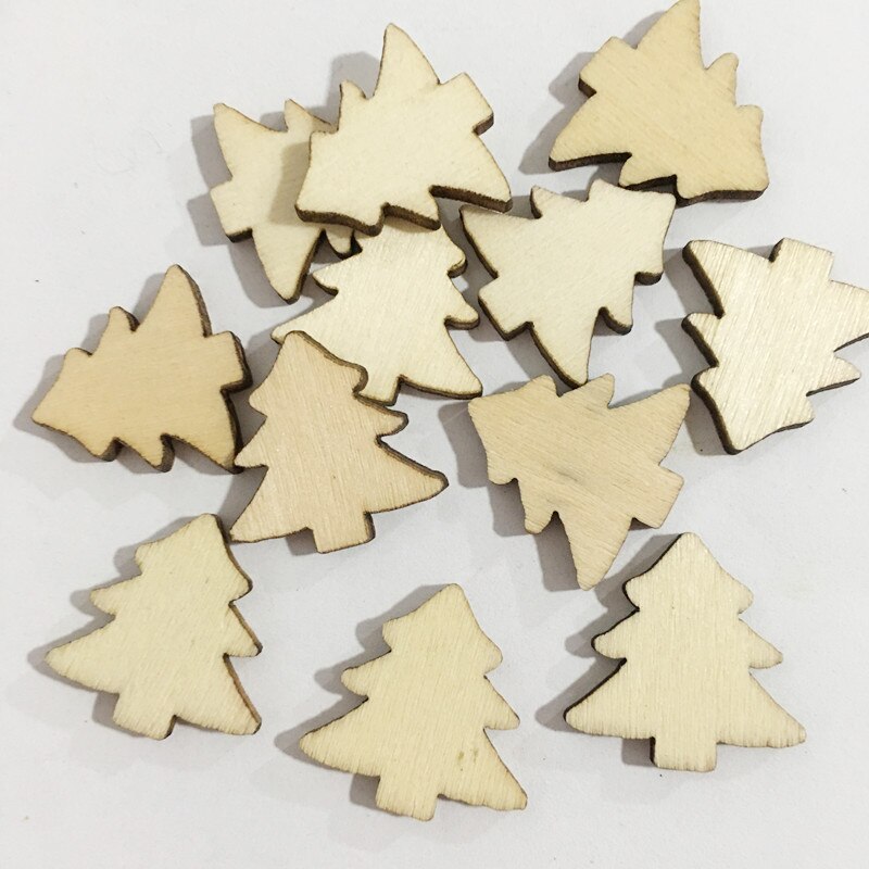 50pcs Natural Wood Christmas Ornaments Pendant Hanging Reindeer Tree Snowflakes Xmas Year Decor Home Decoration 62854: G
