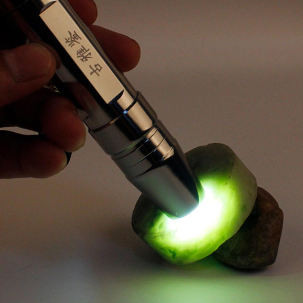 Powerful Jewelry Jade Led Flashlight Stone Glare Flash Light Torch Aluminum White Yellow Light Source Detection Identification