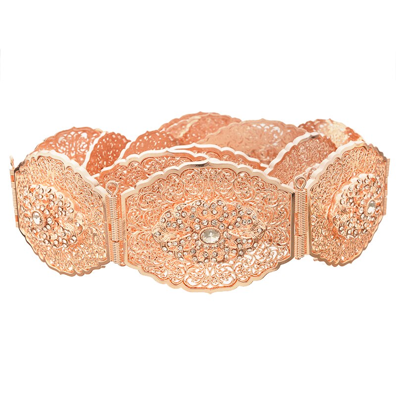 Marokkaanse Stijl Goud En Zilver Bicolor Bloemblaadje Vorm Metalen Riem Chic Sieraden Taille Keten: rose gold