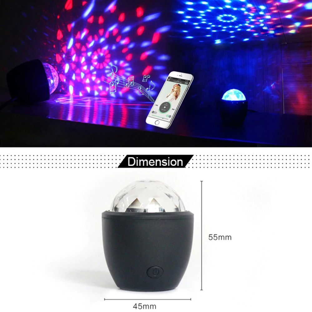 Mini Luz de escenario 3W alimentada por USB, sonido activado Multicolor, Bola de discoteca, lámpara de efecto mágico para de cumpleaños
