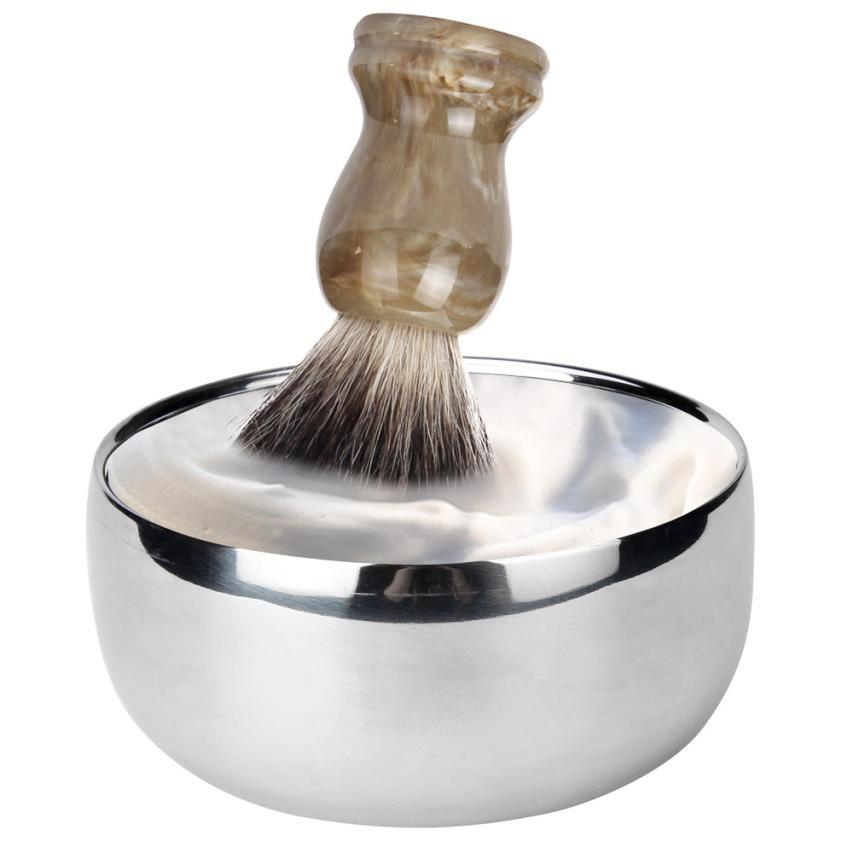 1PCS ZY Stainless Steel Double Layer Shaving Soap Bowl Mug Lid Bowl Cup For Shaving Brush D40