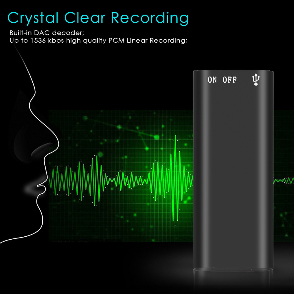 Reproductor Mp3 3 3 en 1, minigrabadora de Voz Digital , 32GB, 16GB y 8GB, 192Kbps, WAV