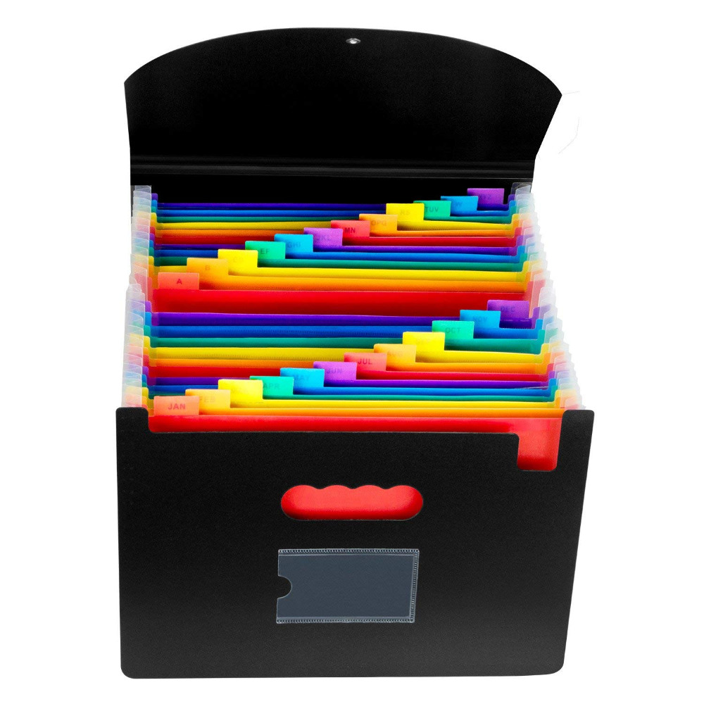 Udvidelse  a4 til filmappe-officonsent plast regnbue arrangør  a4 brev størrelse bærbare dokumenter indehaver tegnebog skrivebord opbevaring