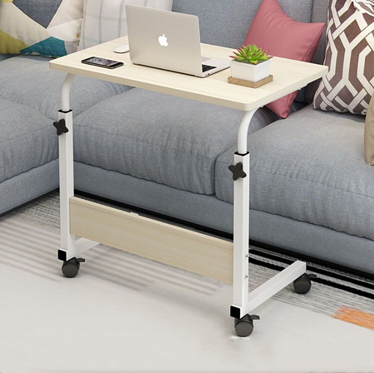 80x40CM Computer Table Height Adjustable Portable Laptop Desk Rotate Laptop Bed Table Can be Lifted Standing Desk: Sweet Gum Color