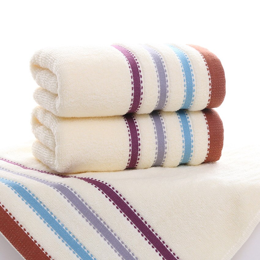Streep Handdoek Set Soft Beauty Gezicht Spa Handdoek 100% Katoen Badhanddoek Grote Handdoek Thuis Badkamer Voor Volwassenen Kids 3 kleuren serviette De Bain: WHITE / 2pcs Towel Set