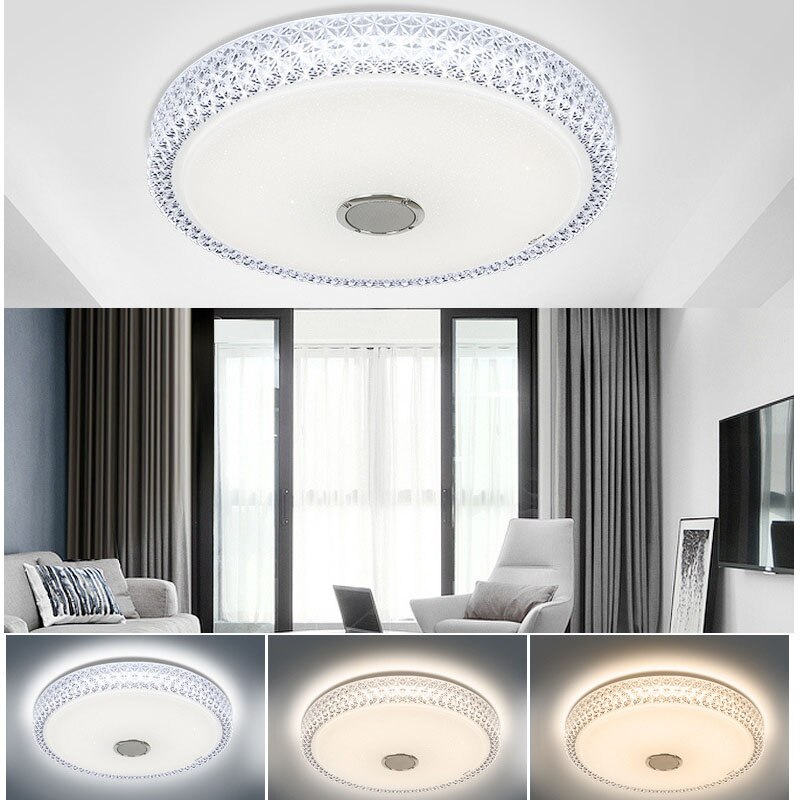 Led Ceiling Lamp Bluetooth Speaker Crystal Acrylic Wireless Music Light for Bedroom Home Lighting Orateur Altavoz Plafonnier: 3 Color Bluetooth