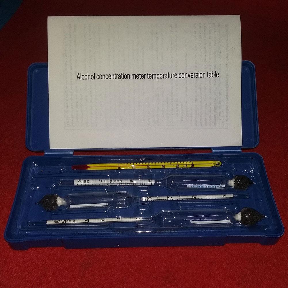 Measure Hydrometer + Thermometer Alcohol Meter Proof 0-100%