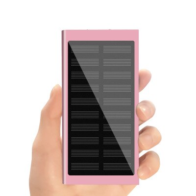 Solar Power Bank Portable Mobile Power Bank Fast Charging 30000mAh External Battery Smartphone LED Lighting Waterproof Battery: rose gold