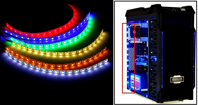 Magnetic RGB LED Strip Light Full Kit for PC Computer Case, SATA power supply interface,Fixed by Magnet,Remote Control Color
