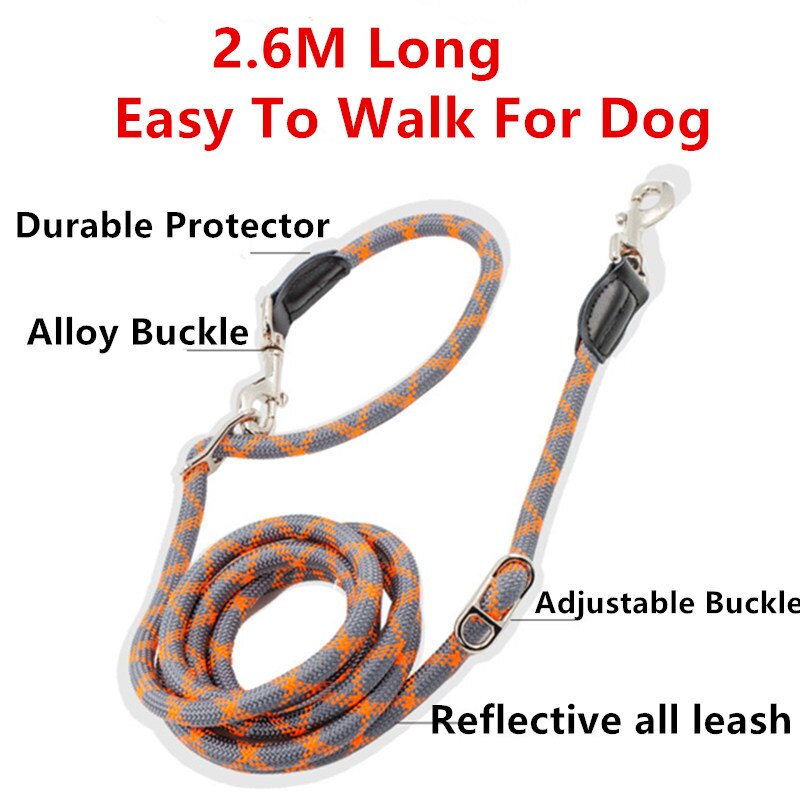 Correa reflectante ajustable para perro, correas de manos libres para caminar, a prueba de explosiones, suministros para mascotas