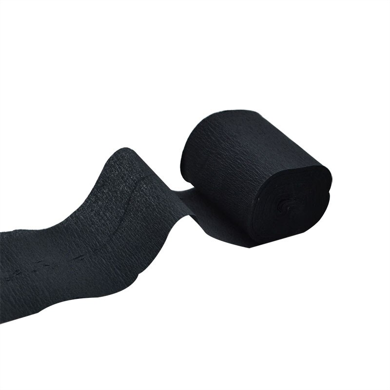 10m x 5cm Origami Crepe Paper Streamers DIY Crafts Wrinkled Paper Roll for Wedding Birthday Party Decoration Backdrop Curtain 7: P15 Black