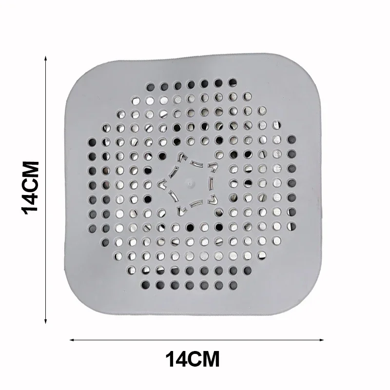 Filtro receptor de pelo de drenaje, colador antibloqueo para fregadero, bañera, suelo de la ducha, cubierta de tapón de silicona, accesorio para cocina y baño, 1 Uds.: Plata