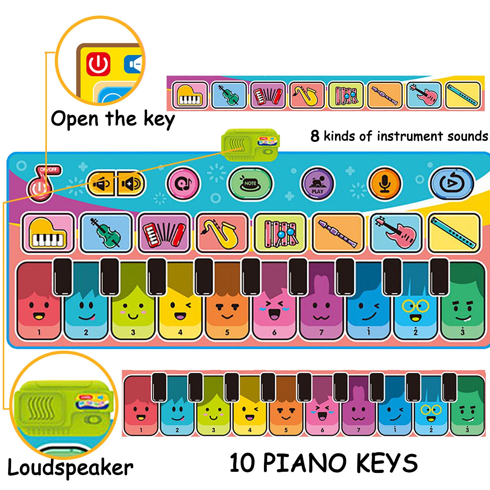 Mooie Afdrukken Piano Dansmat Fun Muzikale Stap 'N' Play Mat Voor Kinderen-Voeren Klassieke Tunes Met Uw Voeten-Grote