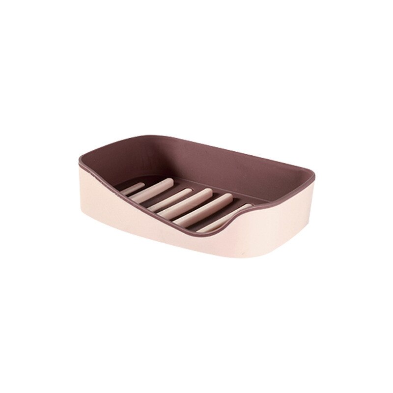 Jabonera autoadhesiva montada en la pared para platos, esponja, No perforante, caja de almacenamiento, estante, jabonera de baño de doble drenaje: Rosa