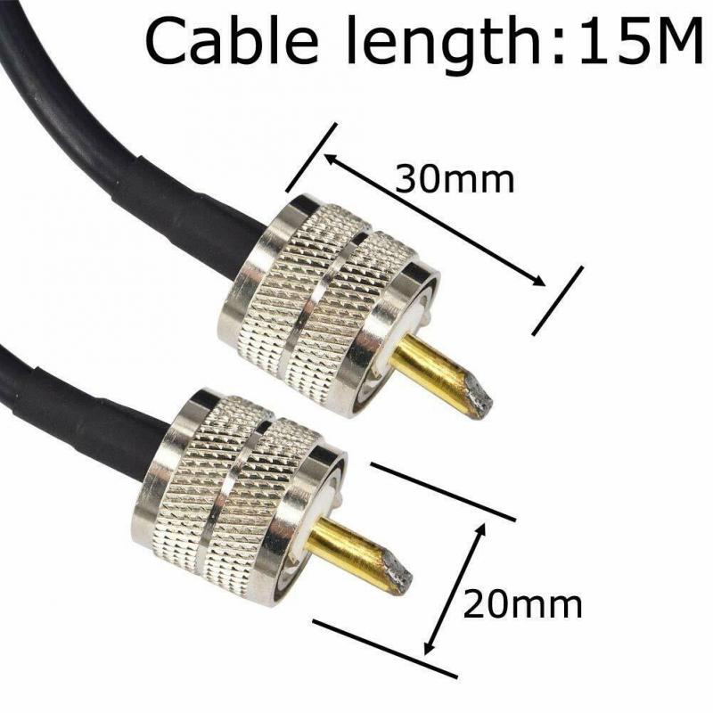 15M RG58/U Coaxkabel Radio Antenne Kabel Uhf PL-259 Connector Adapter 50Ω Verlies Twee-weg Radio voor Station Ham Radio Cb Amateur