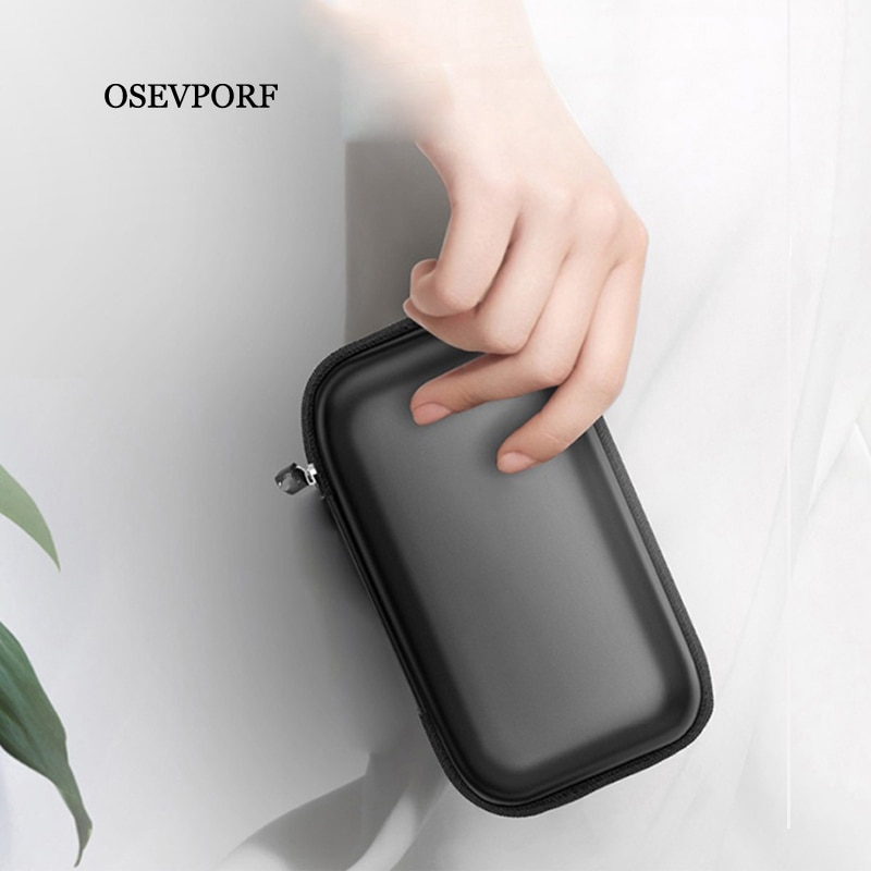 Ulkoinen tallennus kova kotelo hdd ssd laukku 2.5 kiintolevylle virtapankki usb kaapeli laturi powerbank kuulokkeet kuulokekotelot mustat