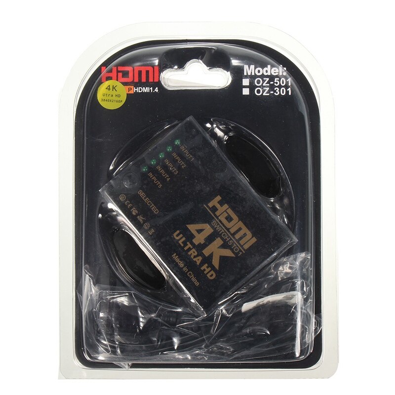 KVM Switcher 4K*2K 5 Port Multifunctional HDMI Hub Splitter Switcher Splitter with Remote Control for HDTV DVD Cameras Video