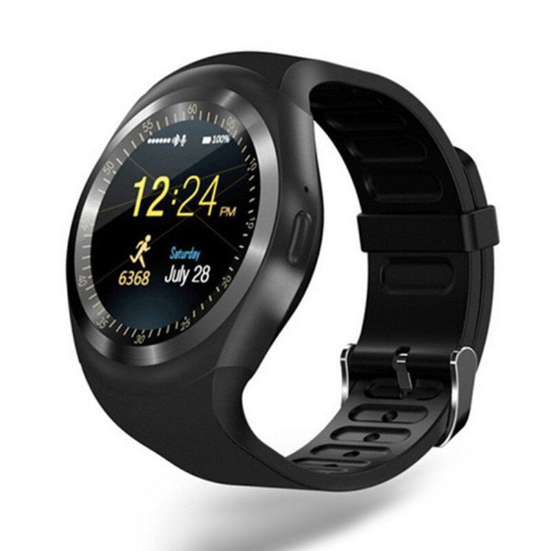 Bluetooth Y1 Smart Watch Relogio Android SmartWatch Phone Call GSM Sim Remote Camera Information Display Sports Pedometer: Black
