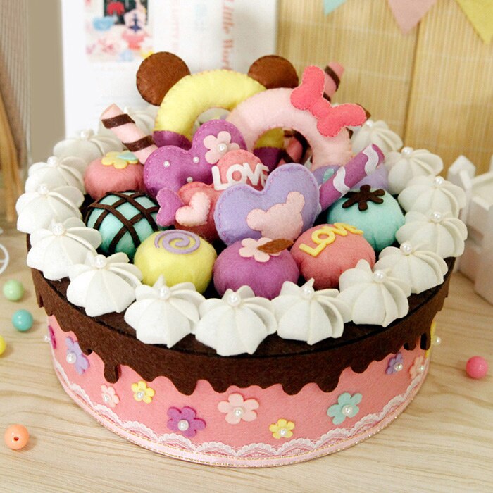 8 Styles DIY Felt Cloth Birthday Cake Box Handmade Cute Cake Storage Case For Children Birthday Special Felt DIY Package: STYLE 8