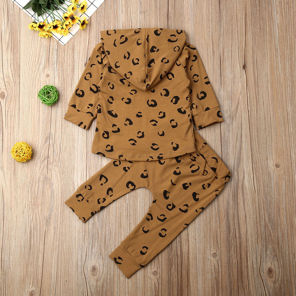 Baby Frühling Herbst Kleidung Leoparden Säuglings Baby Mädchen Kleidung Lang Hülse Mit Kapuze Spitzen + Gamaschen Hosen 2Stck Outfits trainingsanzug