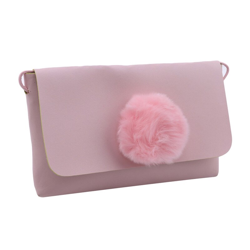 Monedero para niños versión coreana PU Hairball, sólida, sencillos para niños, de cumpleaños para niñas pequeñas, Monedero