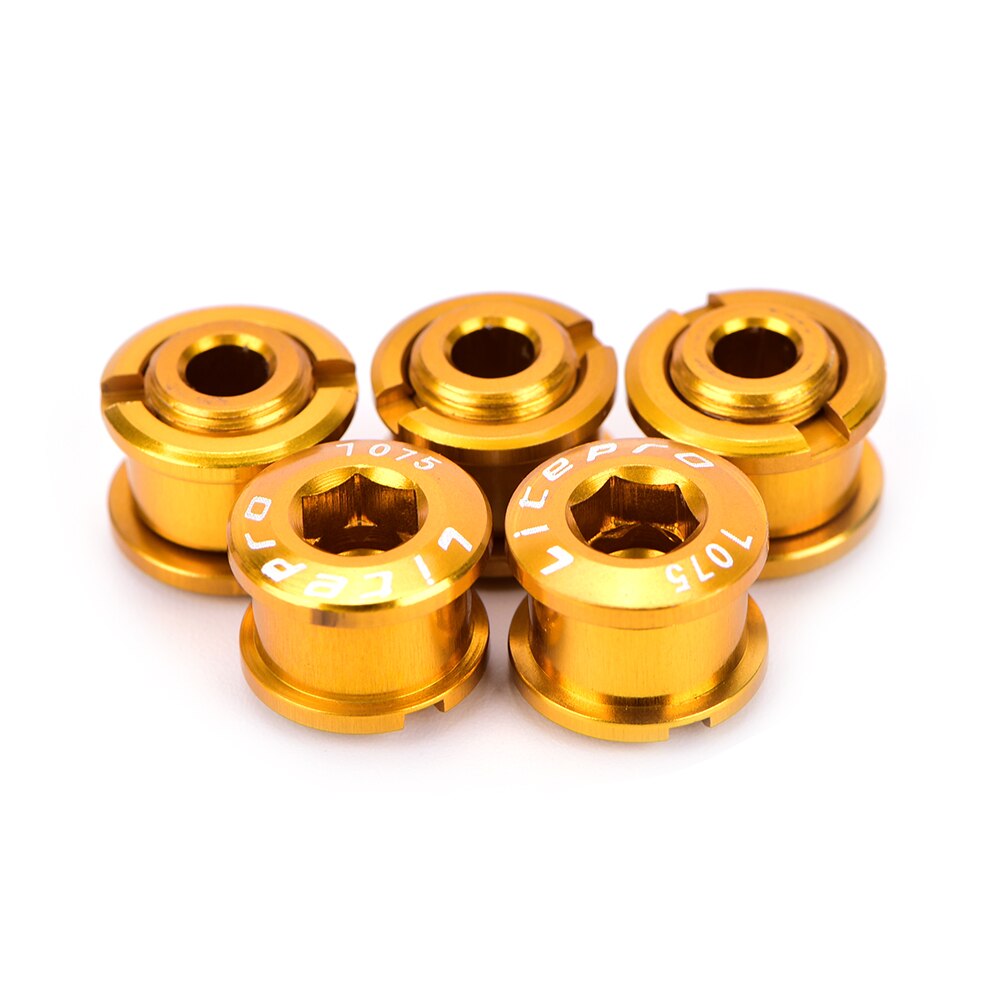 5 PCS CNC 7075 Parafuso Disco para Pedaleira Pedaleira de Bicicleta de Estrada MTB Bicicleta Peças Coroa Parafuso Parafusos da Roda Dentada Da Bicicleta: Gold