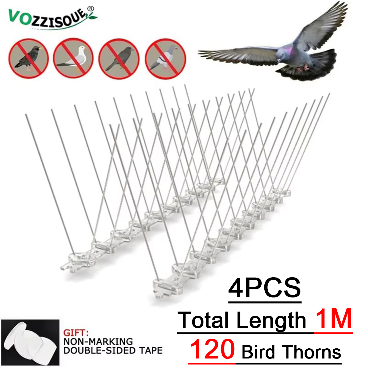 2-12 Stuks Balkon Anti-Vogel Duif Spikes En Vogel Repeller Afschrikmiddel Anti Vogel Repellent Rvs anti Vogel Doorn Nail Kit: Donker Kaki
