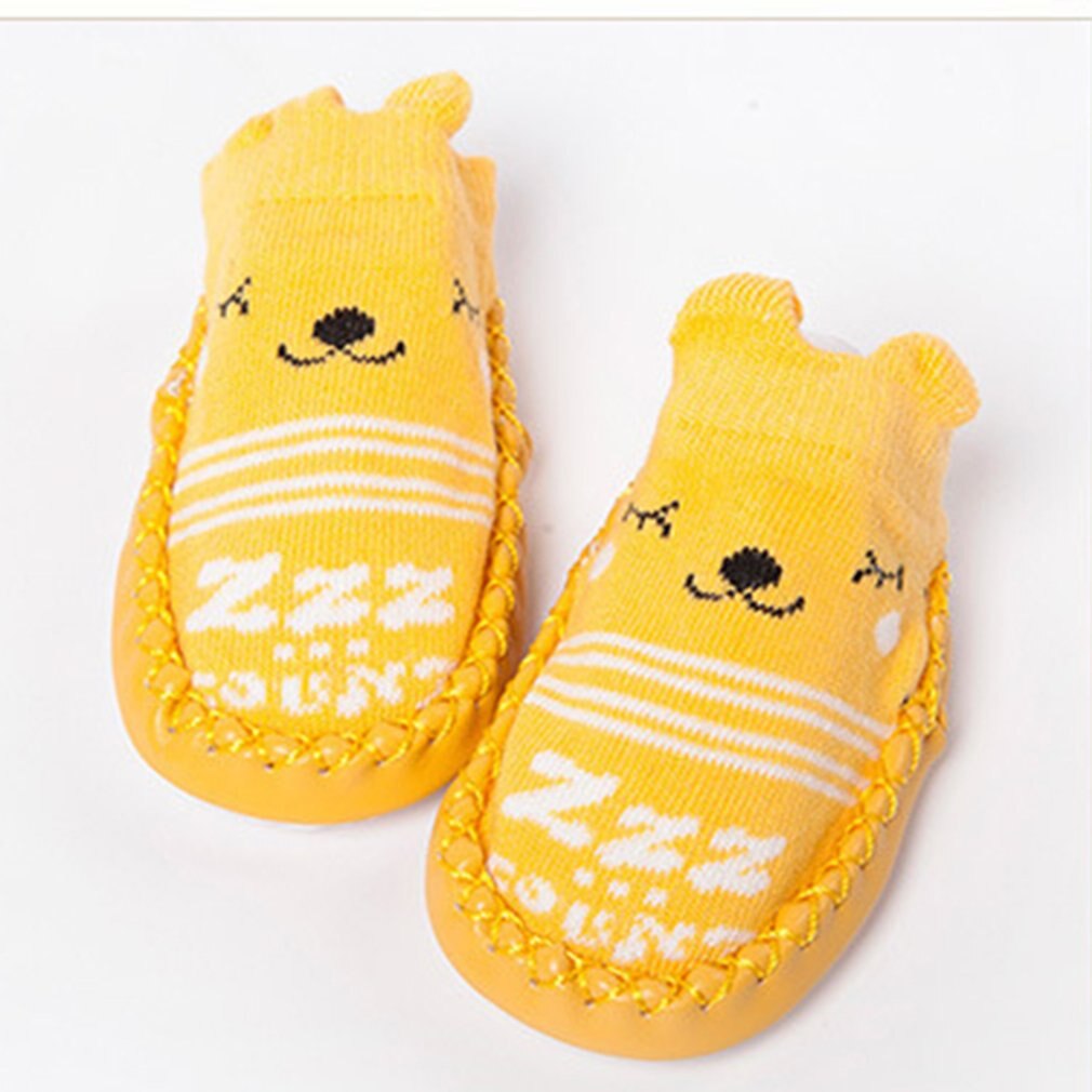 OUTAD Baby Socks Shoes With Rubber Soles Infant Sock Hotborn Autumn Winter Children Floor Socks Shoes Anti Slip Soft Sole Socks: Yellow