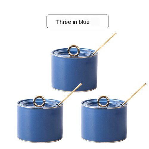 Seasoning box ceramic seasoning jar seasoning can kitchen using Nordic seasoning combination set seasoning bottle salt cans.: Yellow