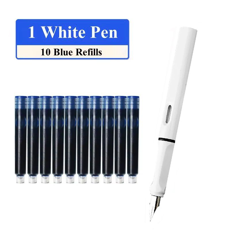Fountain Pen Set Replaceable Ink Refill Calligraphy Multifunction Pens For Writing 0.38mm Office School Stationery Supplies: PURPLE