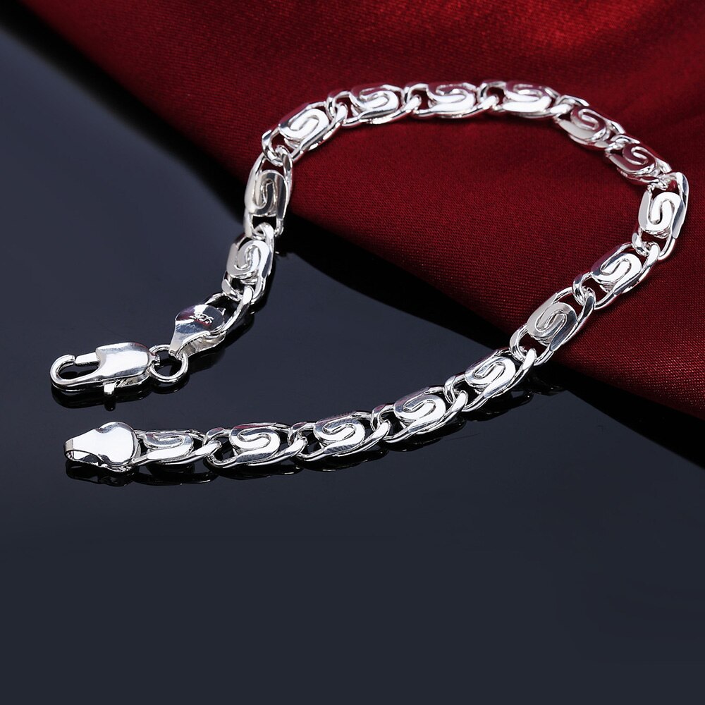 Silver color exquisite 10mm chain men women Chain noble wedding bracelet charm wedding cute birthday H091: LH008