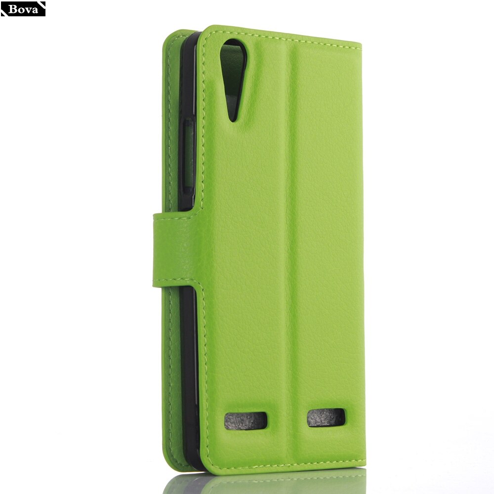 PU Leather Wallet Phone Case - for Lenovo A6010 - Card Holder & Kickstand - Protective Flip Cover: Green JFC