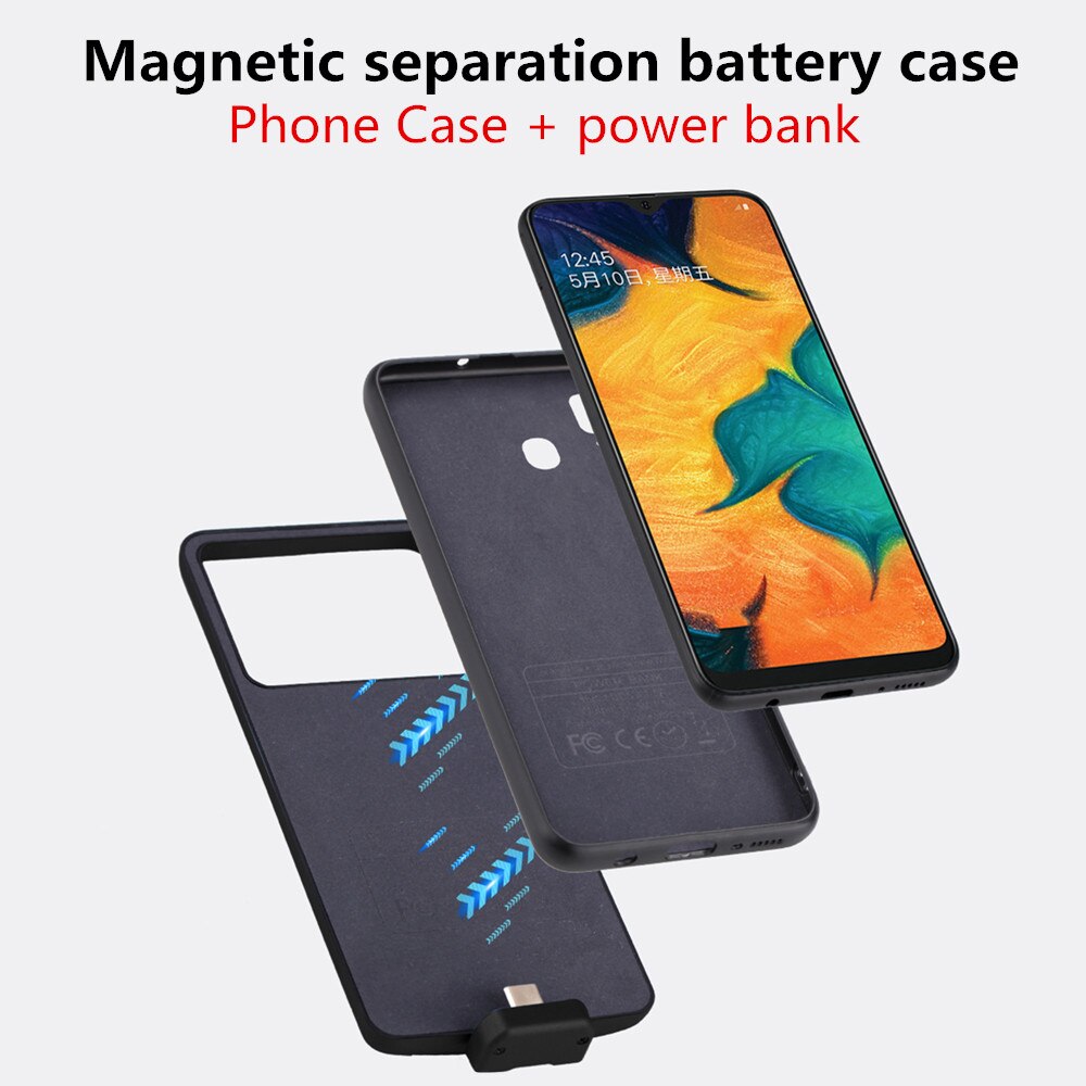 Funda magnética para cargador de batería para Samsung Galaxy A20, funda para banco de energía, cubierta de carga de batería de 5000mAh para Samsung A30