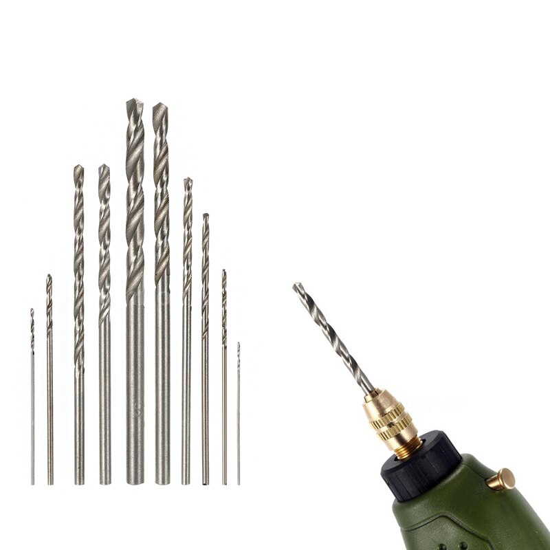 10Pcs Mini High Speed White Steel Twist Drill HSS Bit Set For Dremel Rotary Tool