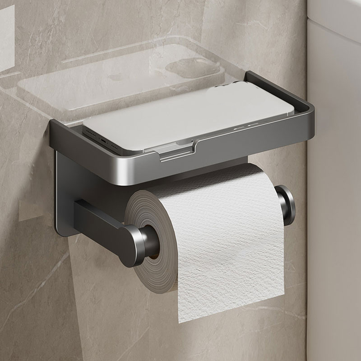 Toilet Paper Holder Wall-Mounted Aluminum Alloy Toilet Roll Paper Holder Tissue Rack Bathroom Tissue Holder Bathroom Accessories: WHITE