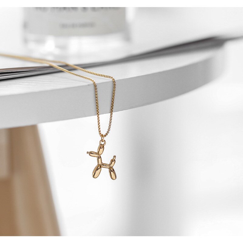 1PC gold stainless steel Balloon Dog Pendant for women gold chain clavicle dainty cute Pendant for kids girls Pendant