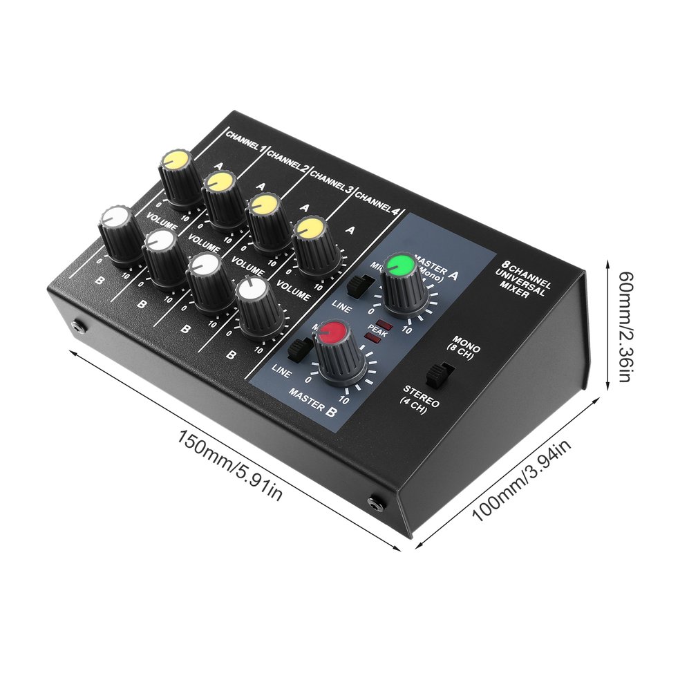 8 Channel Digital Mixing Console Karaoke Universal Mixer Console Mono/Stereo Microphone Mixer Console Adjusting Panel