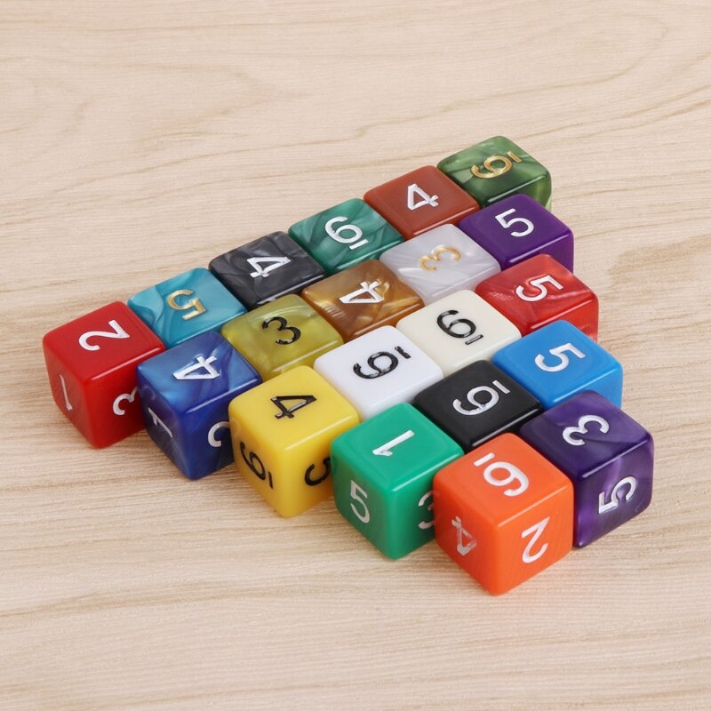 20 pcs 15mm Multicolor Acryl Cube Dice Kralen Zes Zijden Draagbare Tafel Games Speelgoed