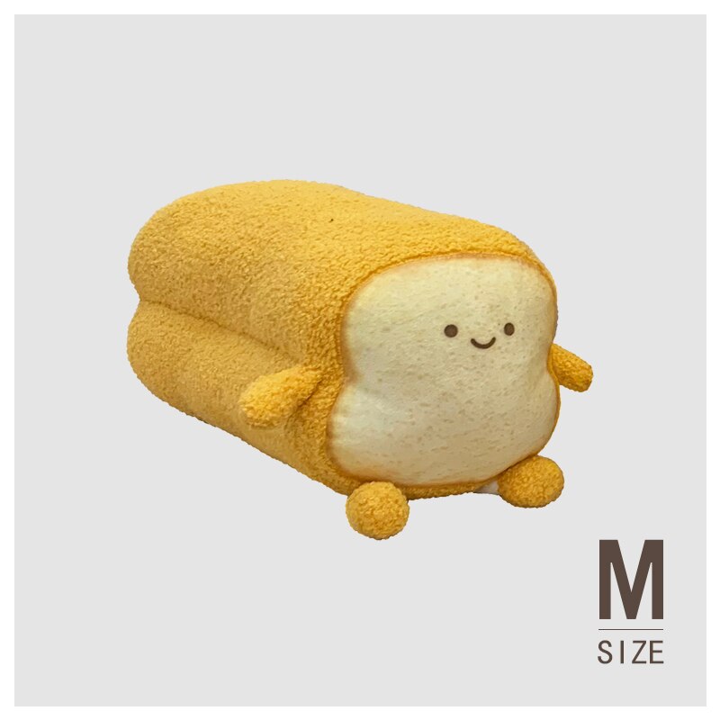 Emotional Bread Toast Plush Pillow Happy Angry Cartoon with Legs S-XL Snack Decor Food Pillow: 18cm Light Brown M