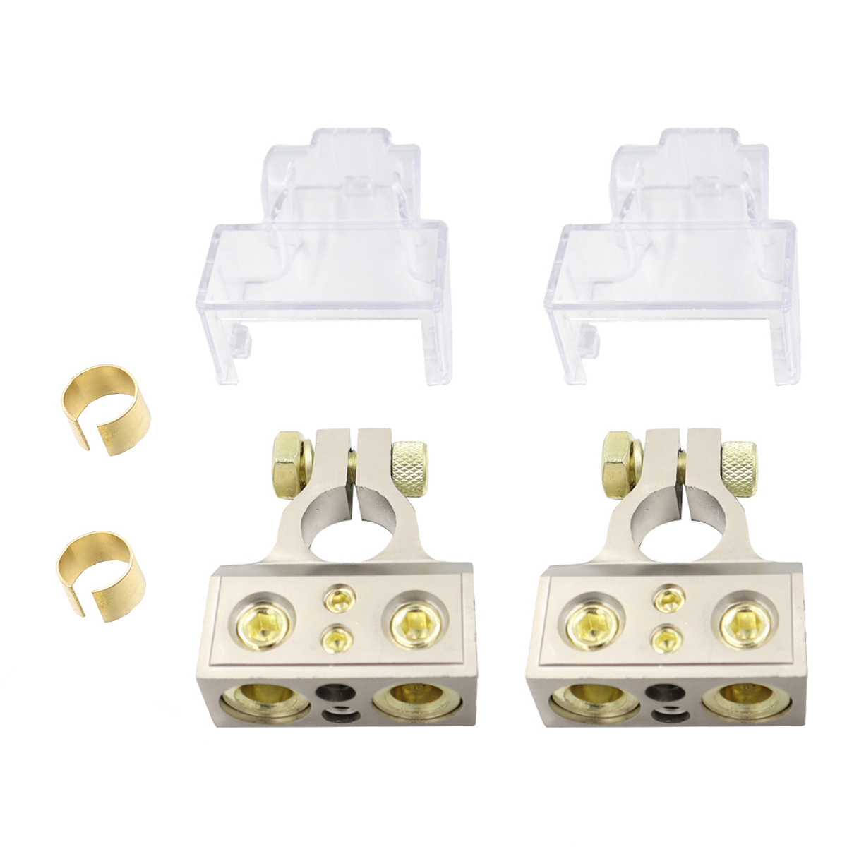Battery Terminal Connectors 0/2/4/6/8/10 AWG Battery Terminals Car Marine Battery Terminal Connector with Shims Protector Cover