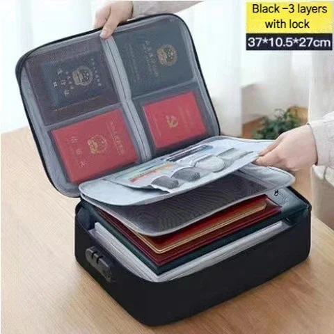 Valigetta multifunzionale Borsa per documenti impermeabile per ufficio Viaggio d'affari Carta bancaria Organizzatore di passaporti Accessorio da viaggio: Beige