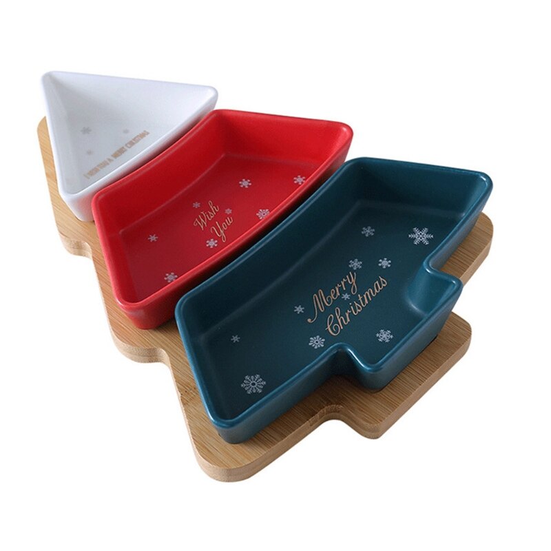 Keramische Bamboe Hout Kerstboom Partitie Plaat Snack Schotel Fruitschaal Schotel: SL