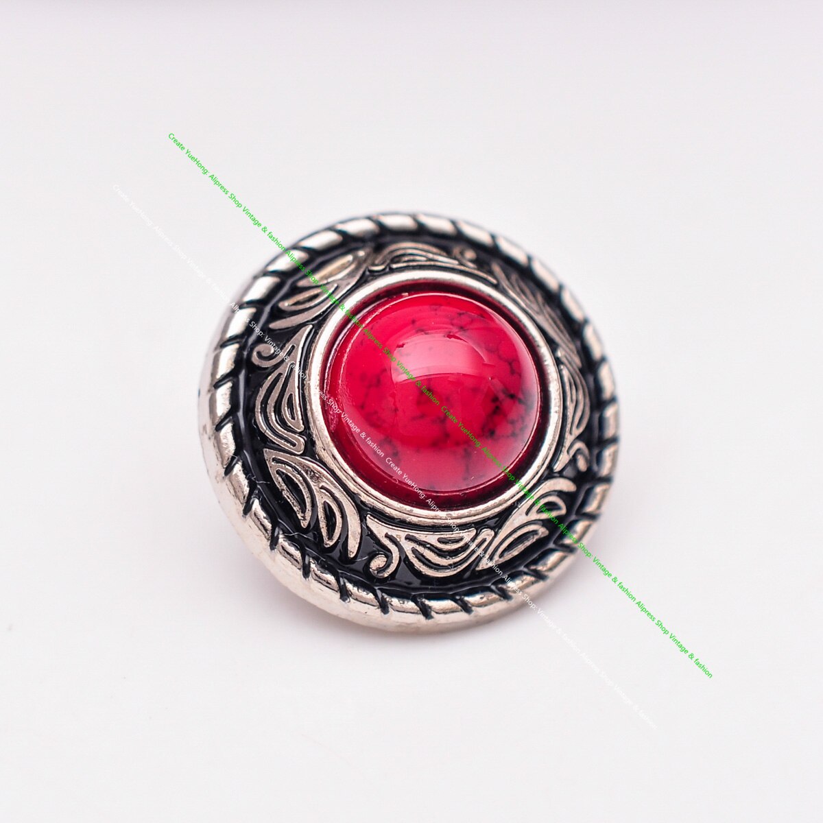 Gör-det-själv läderhantverk turkos sten vintage silvermönster snidad skruvnit nit plånbok dekorationsknappsats 20mm 10 st/lot: Röd