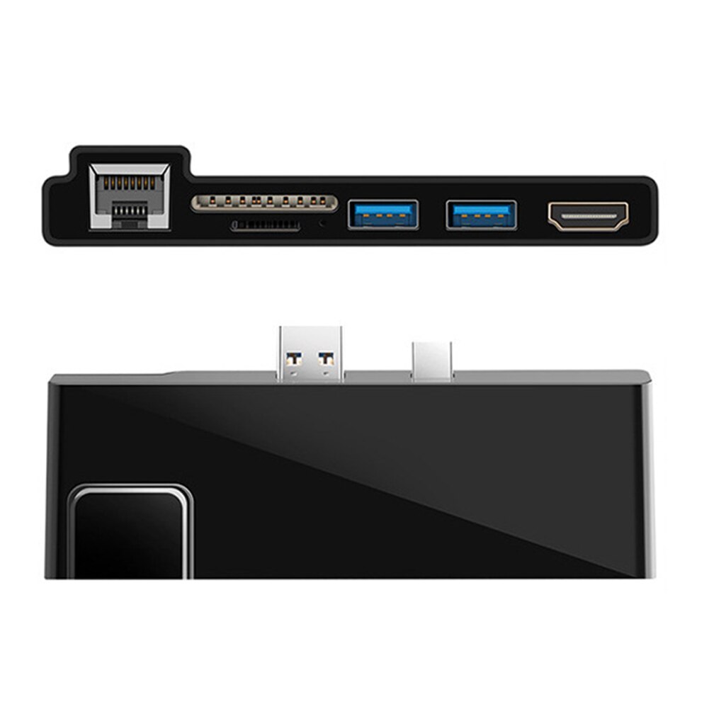 Mini Computer ABS porta Ethernet 4K HDMI Hub USB multifunzione TF Led adattatore Lan Docking Station Plug And Play per Surface Pro 6