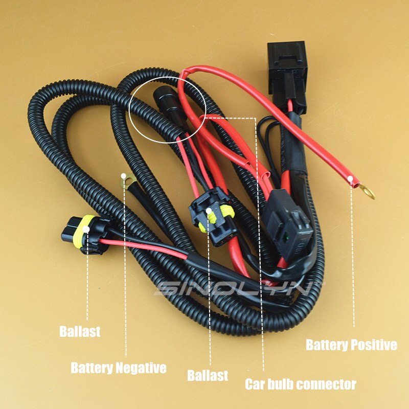 Sinolyn  h11 9005 9006 hid-relaiskabelboom xenon-lampenkabelbedrading voor autoverlichting accessoires retrofit 12v 35w/55w styling tuning