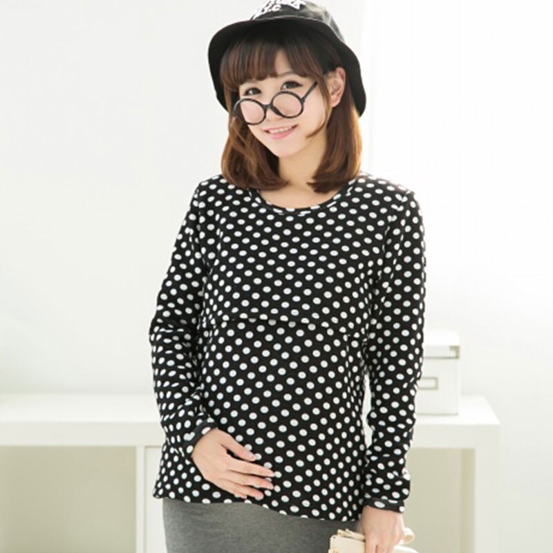 Winter und herbst warme Vlies umstandsmode damen hoodies stillen hoodies für schwangere polos de lactancia: Schwarz / M