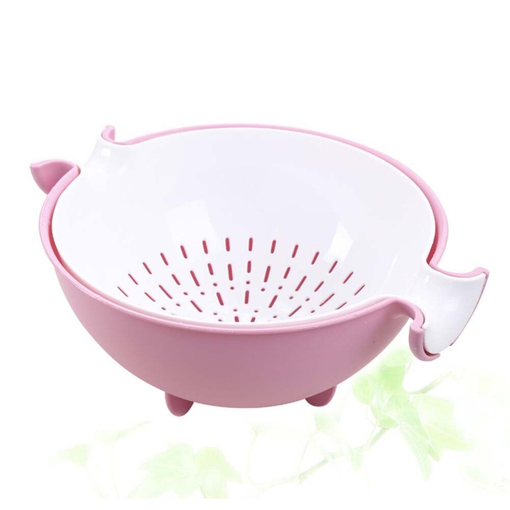 2-In-1 Keuken Zeef Vergiet En Kom Sets Grote Plastic Wassen Kom En Zeef Afneembare Colanders Zeven set (Purpl: Pink