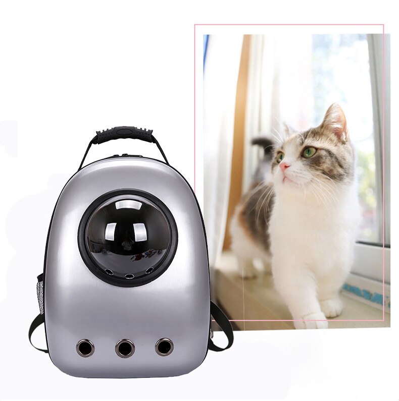 Mochila para gatos con dibujos de astronauta, bolsa de viaje portátil para transportar mascotas transparente, bolsa transpirable en forma de cápsula espacial para cachorros y gatos