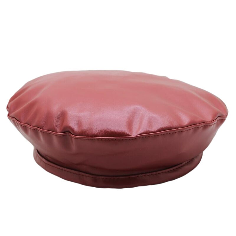 Gorro plano de cuero clásico Cortex, gorras para sol, boinas, gorro redondo, Primavera Verano, mujeres, Coreano sólido, informal, de tocado salvaje: wine red