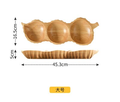 Massivt tre frukt tallerkener peanøtter form desserter tallerken sushi tallerken blad form desserter tallerken flerbruks serveringsbrett